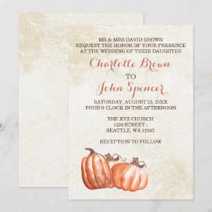 watercolor pumpkins fall harvest wedding invites
