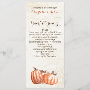 watercolor pumpkins fall harvest wedding programs programme