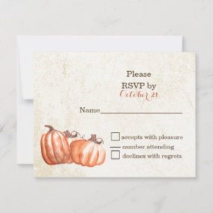 watercolor pumpkins fall harvest wedding RSVP card