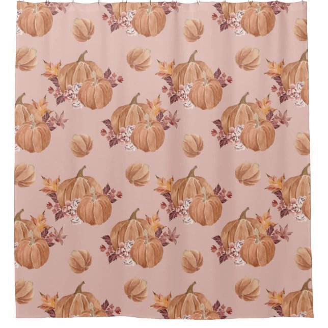 Watercolor Pumpkins Fall Shower Curtain (Front)