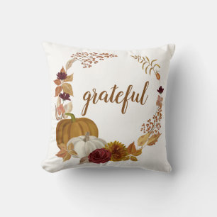 Watercolor Pumpkins Grateful Boho Thanksgiving Cushion