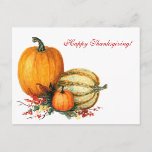 Watercolor Pumpkins Holiday Postcard