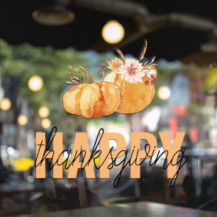 Watercolor Pumpkins & Orange Happy Thanksgiving Window Cling