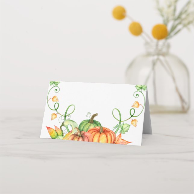 Watercolor pumpkins  place card (Front)