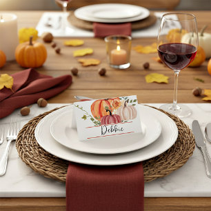 Watercolor pumpkins place card