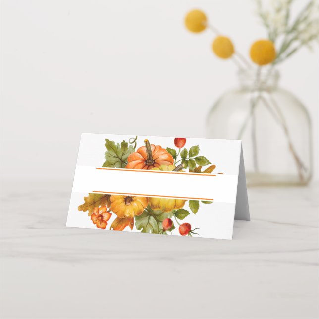 Watercolor pumpkins place card (Front)