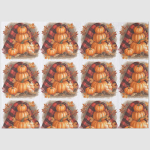 Watercolor pumpkins, plaid and candles tissue paper