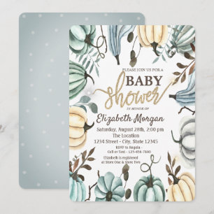 Watercolor  Pumpkins Polka Dots Baby Shower  Invitation