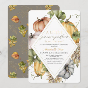 Watercolor Pumpkins Rhombus Virtual Baby Shower Invitation