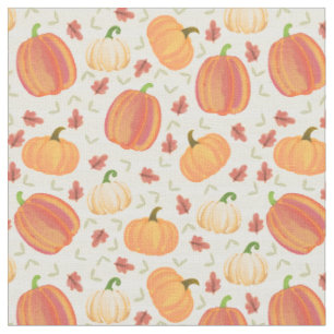 Watercolor Pumpkins: Soft Cream and Pale Yellow Fabric