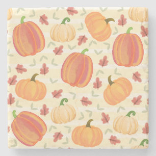 Watercolor Pumpkins: Soft Cream and Pale Yellow Stone Coaster