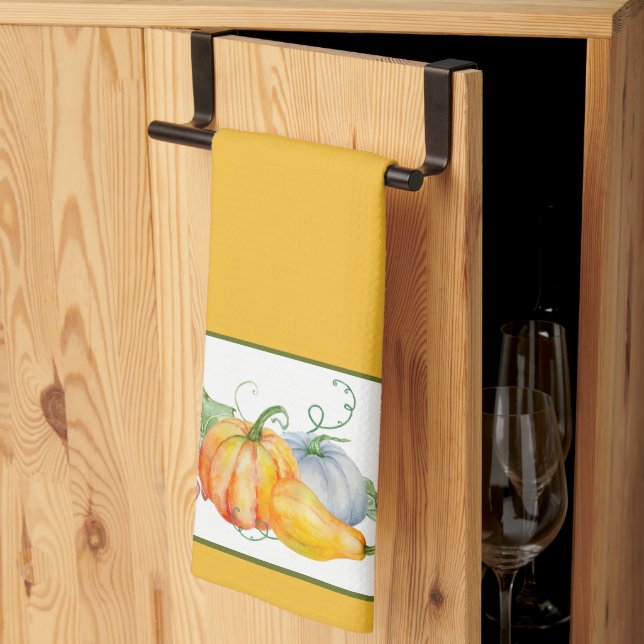 Watercolor pumpkins  tea towel (Thirds Fold)