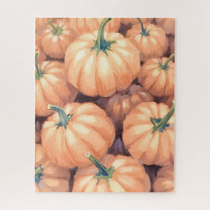 Watercolor Pumpkins Thanksgiving Halloween Jigsaw Puzzle