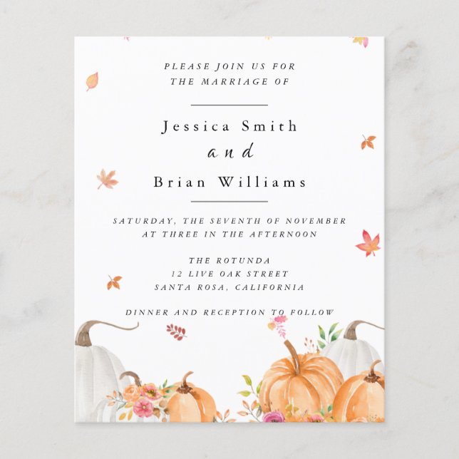 Watercolor Pumpkins Wedding Flyer (Front)
