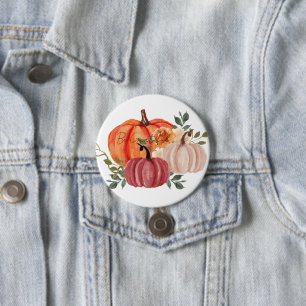 Watercolor pumpkins with custom text 7.5 cm round badge