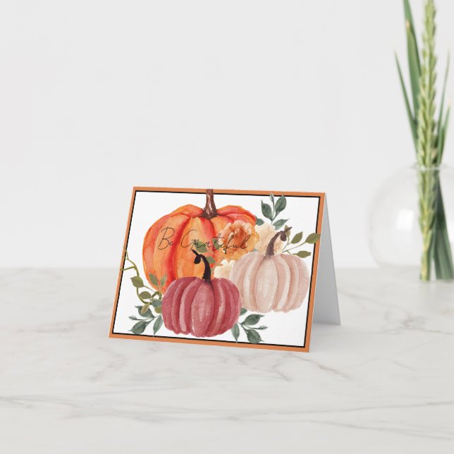 Watercolor pumpkins with custom text  thank you card (Front)