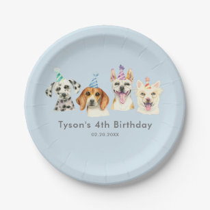 Watercolor Puppy Dog Kids Birthday Party Paper Plate