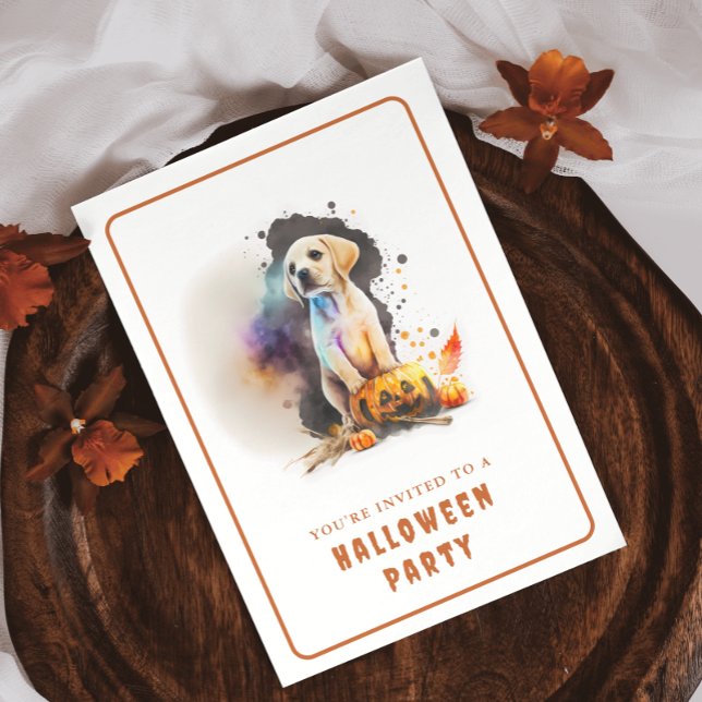 Watercolor Puppy Halloween Invitation Card (Creator Uploaded)