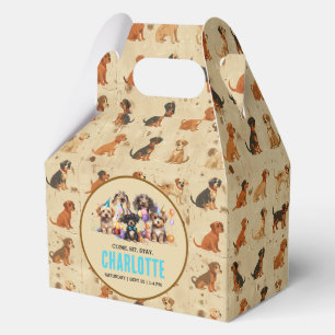 Watercolor Puppy Pawty Dog Birthday Favour Box