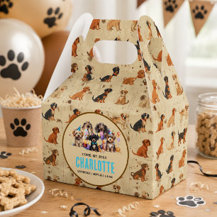 Watercolor Puppy Pawty Dog Birthday Favour Box