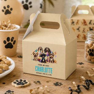 Watercolor Puppy Pawty Dog Birthday Favour Box