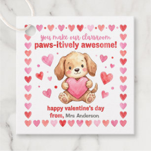 Watercolor Puppy Valentine Classroom Gift Tag