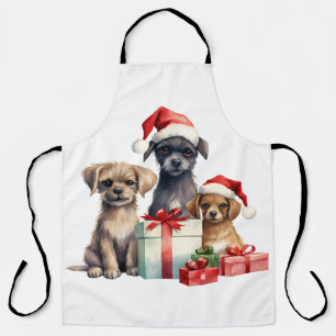 Watercolor Puppy with Gifts Apron
