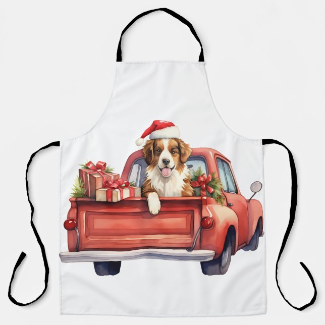 Watercolor Puppy with Gifts  Apron (Front)