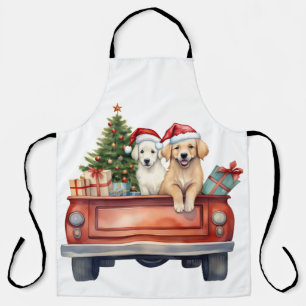 Watercolor Puppy with Gifts Apron