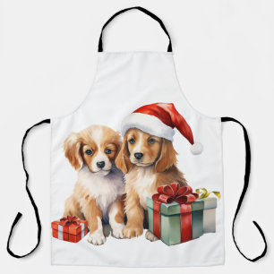 Watercolor Puppy with Gifts Apron