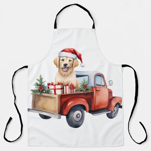 Watercolor Puppy with Gifts  Apron (Front)