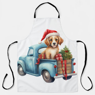 Watercolor Puppy with Gifts Apron