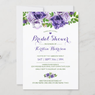 Watercolor Purpl Floral | Bridal Shower Invitation