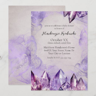 Watercolor Purple Amethyst Crystals Invitation