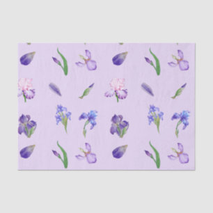 Watercolor Purple and Blue Iris Flower Tissue Paper