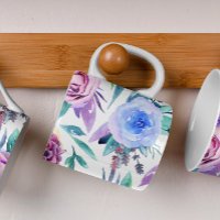 Watercolor purple and pink flowers. Floral pattern