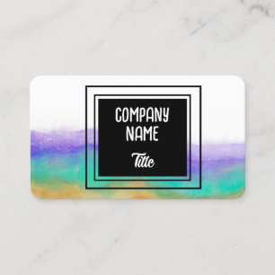 watercolor purple and turquoise bold abstract art  business card