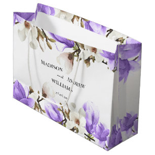 Watercolor Purple and White Magnolia Blossom Large Gift Bag