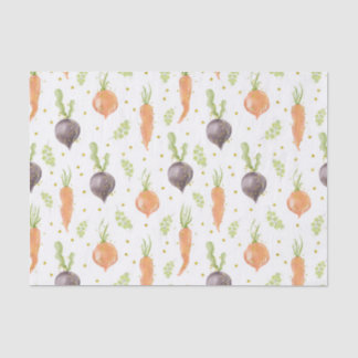 WATERCOLOR PURPLE BEETS AND ORANGE CARROTS TISSUE PAPER