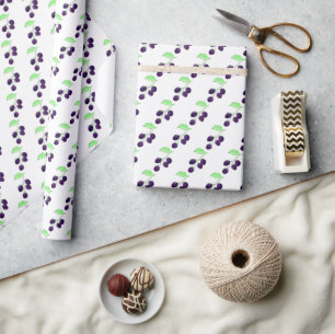 Watercolor Purple Blackberry Botanical Wrapping Paper