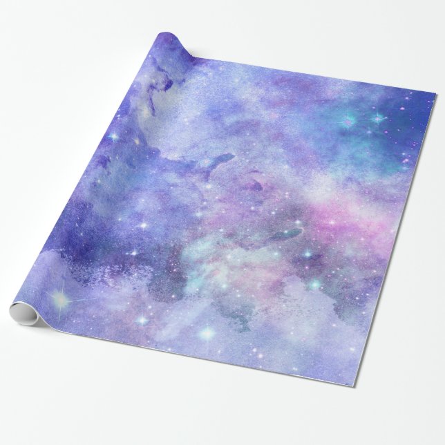 Watercolor Purple Blue And Pink Wrapping Paper (Unrolled)