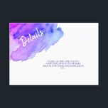 Watercolor Purple Blue Bat Bar Mitzvah Details Invitation<br><div class="desc">Watercolor purple blue</div>