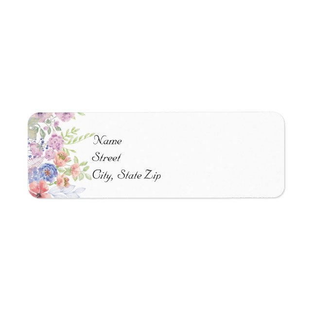 Watercolor Purple & Blue Wildflower Address Label (Front)