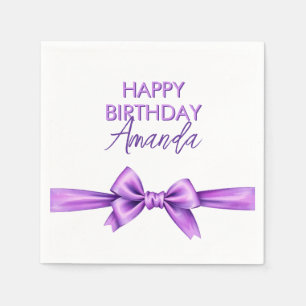 Watercolor Purple Bow Coquette Sweet 16 Birthday Napkin