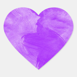 Watercolor Purple Brush Strokes Heart Sticker