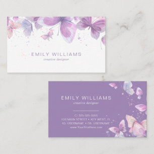 Watercolor Purple Butterflies Business Card