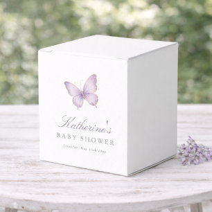 Watercolor Purple Butterfly Baby Shower Party Favour Box