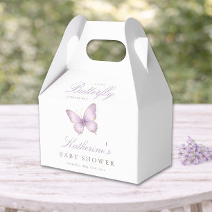 Watercolor Purple Butterfly Baby Shower Party Favour Box
