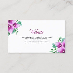 Watercolor Purple Calla Lily Wedding Website Card
