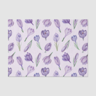 Watercolor Purple Crocus Spring Flowers  Tissue Paper
